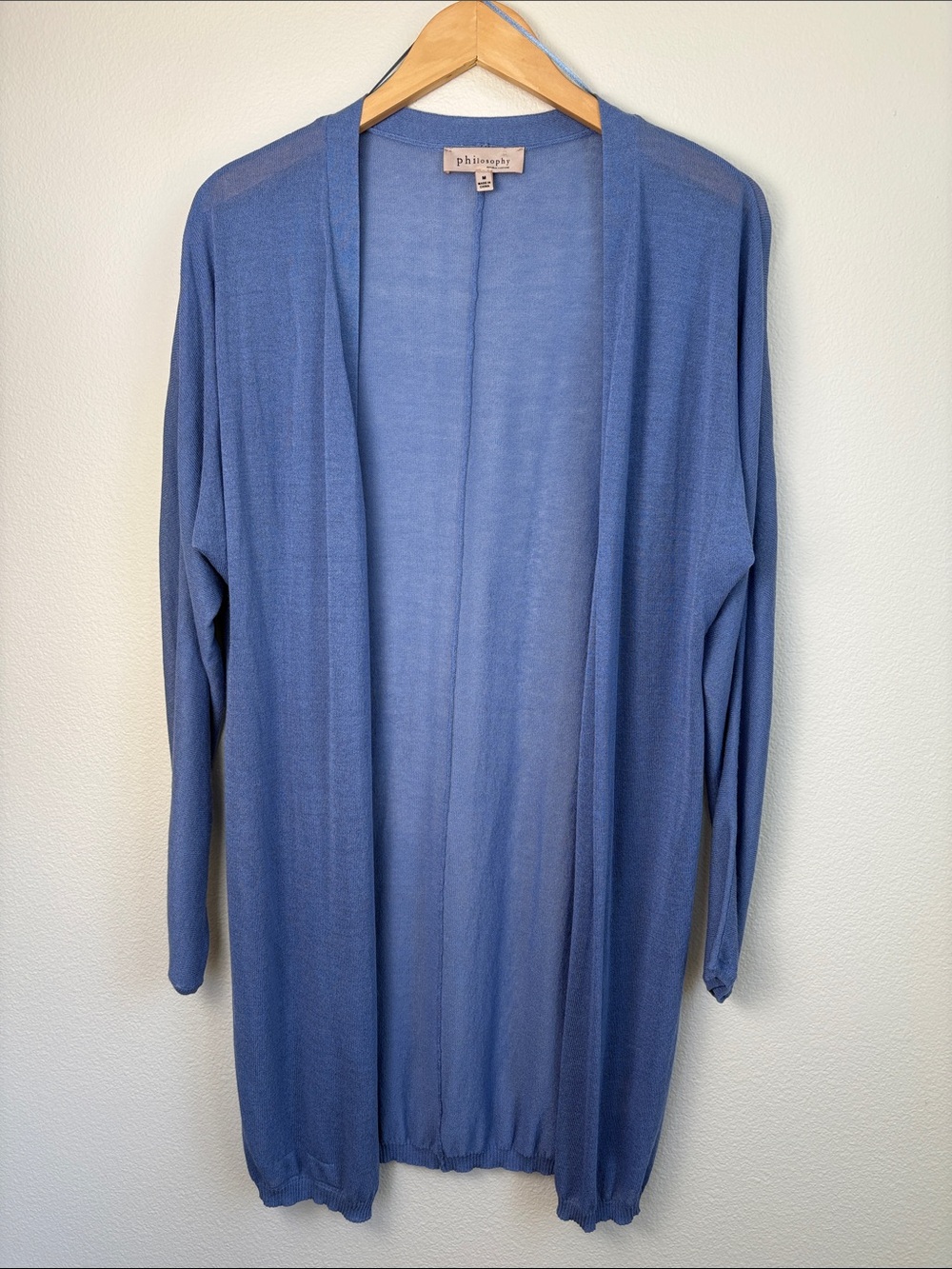 Philosophy Republic Clothing Light Blue Open Front Duster Cardigan Sweater M